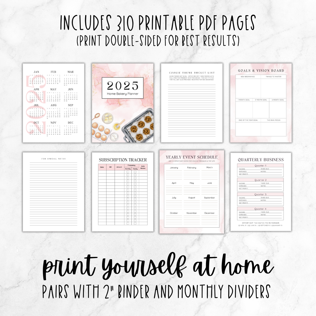 2025 Home Bakery Planner - The Cookier Edition -  Printable Planner